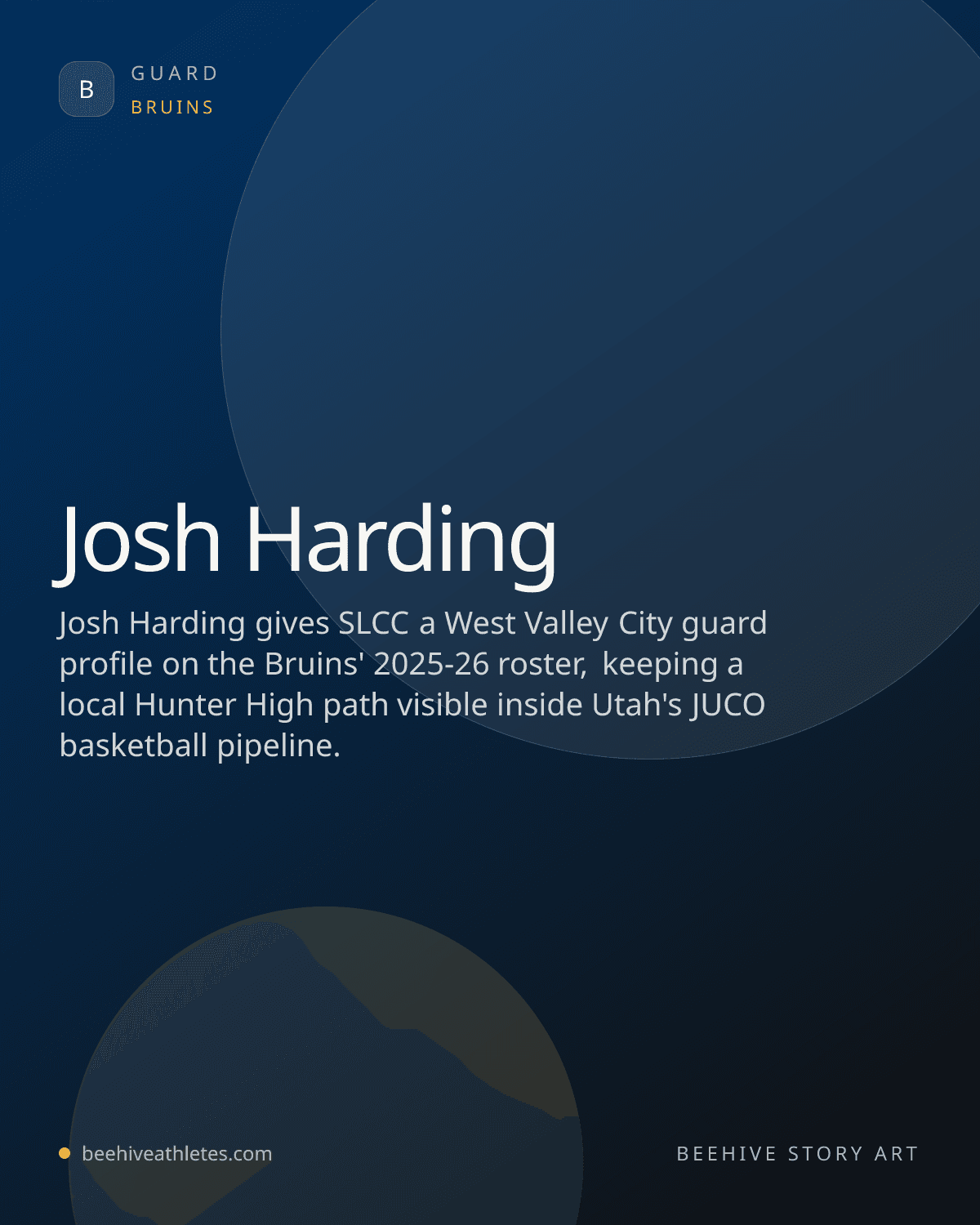 Beehive Athletes profile artwork for SLCC guard Josh Harding.