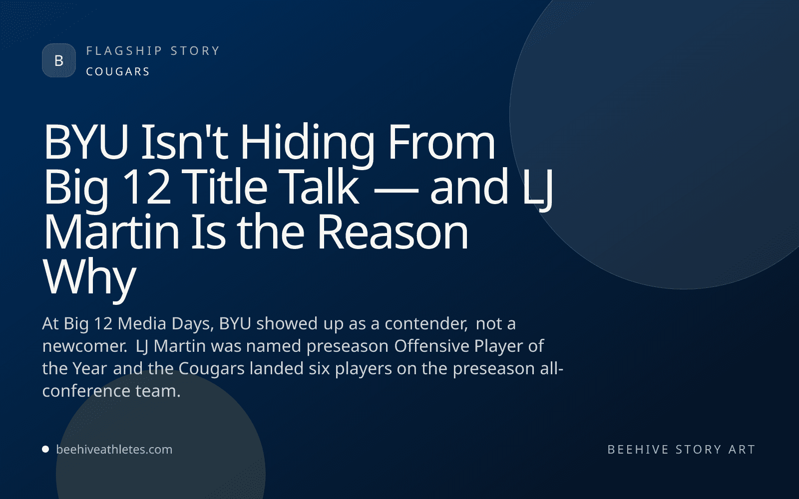 Beehive Athletes story art for BYU's 2026 Big 12 championship expectations.