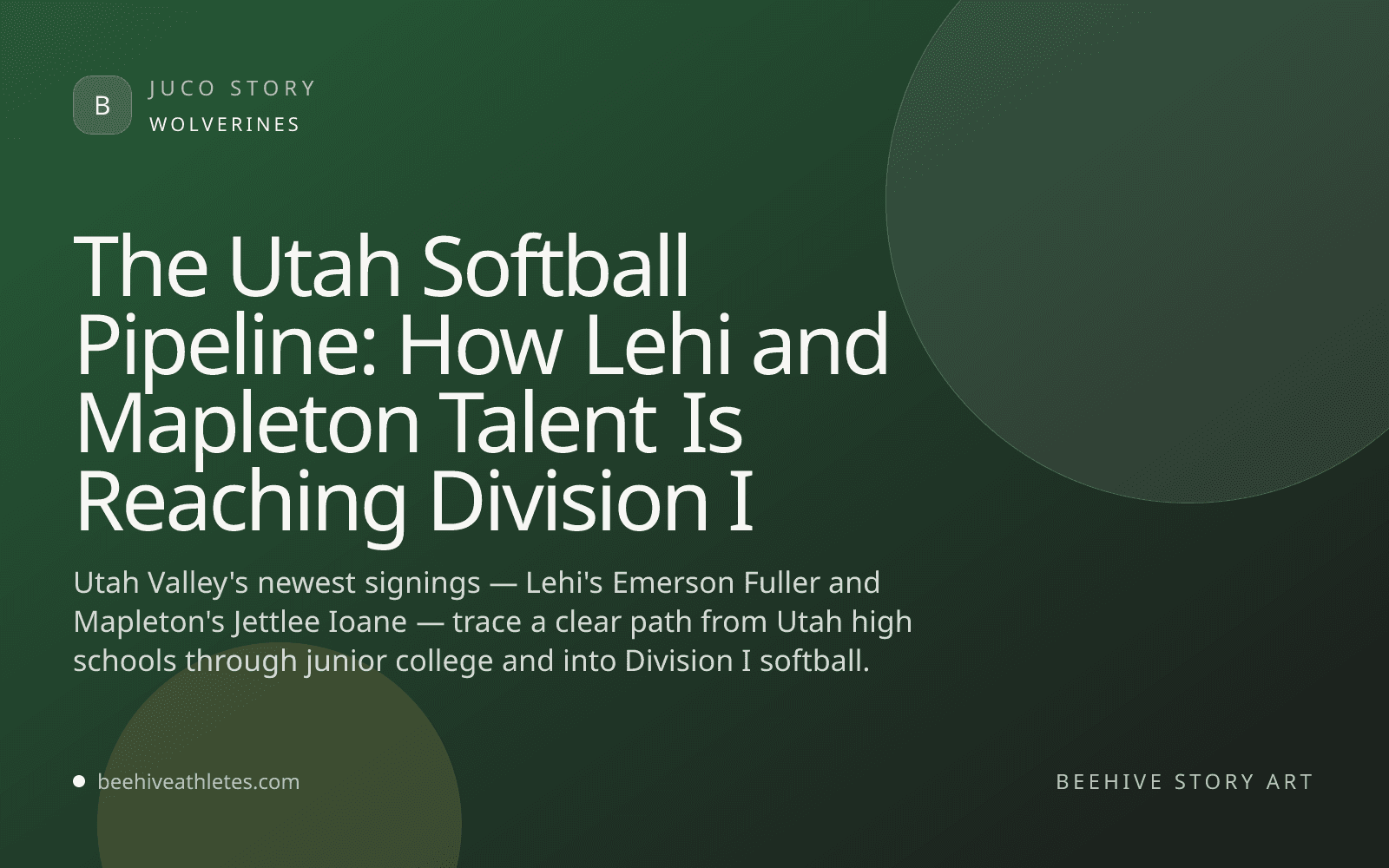 Beehive Athletes story art for the Utah softball recruiting pipeline.