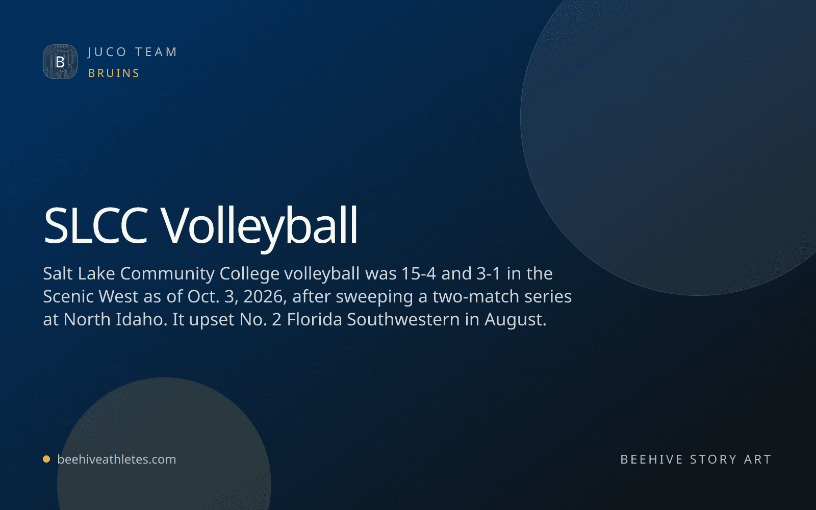 Beehive Athletes team artwork for Salt Lake Community College volleyball.