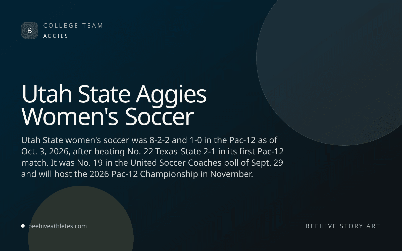 Beehive Athletes team art for Utah State women's soccer.