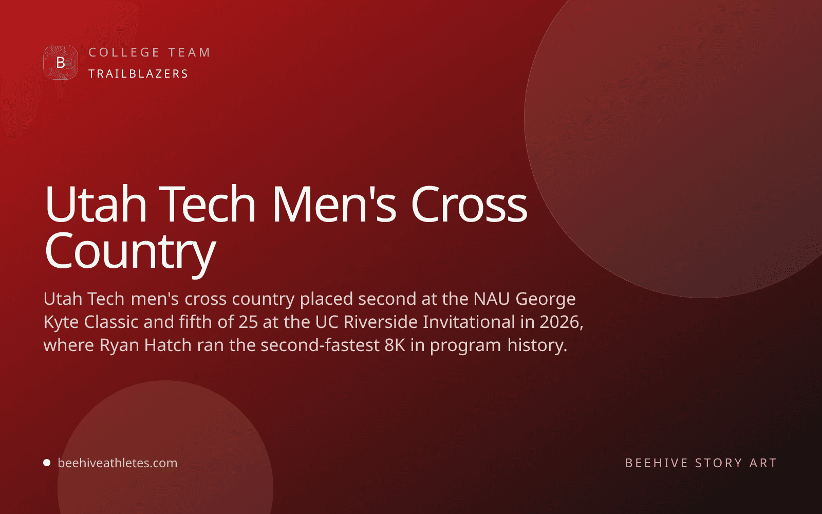 Beehive Athletes team artwork for Utah Tech men's cross country.