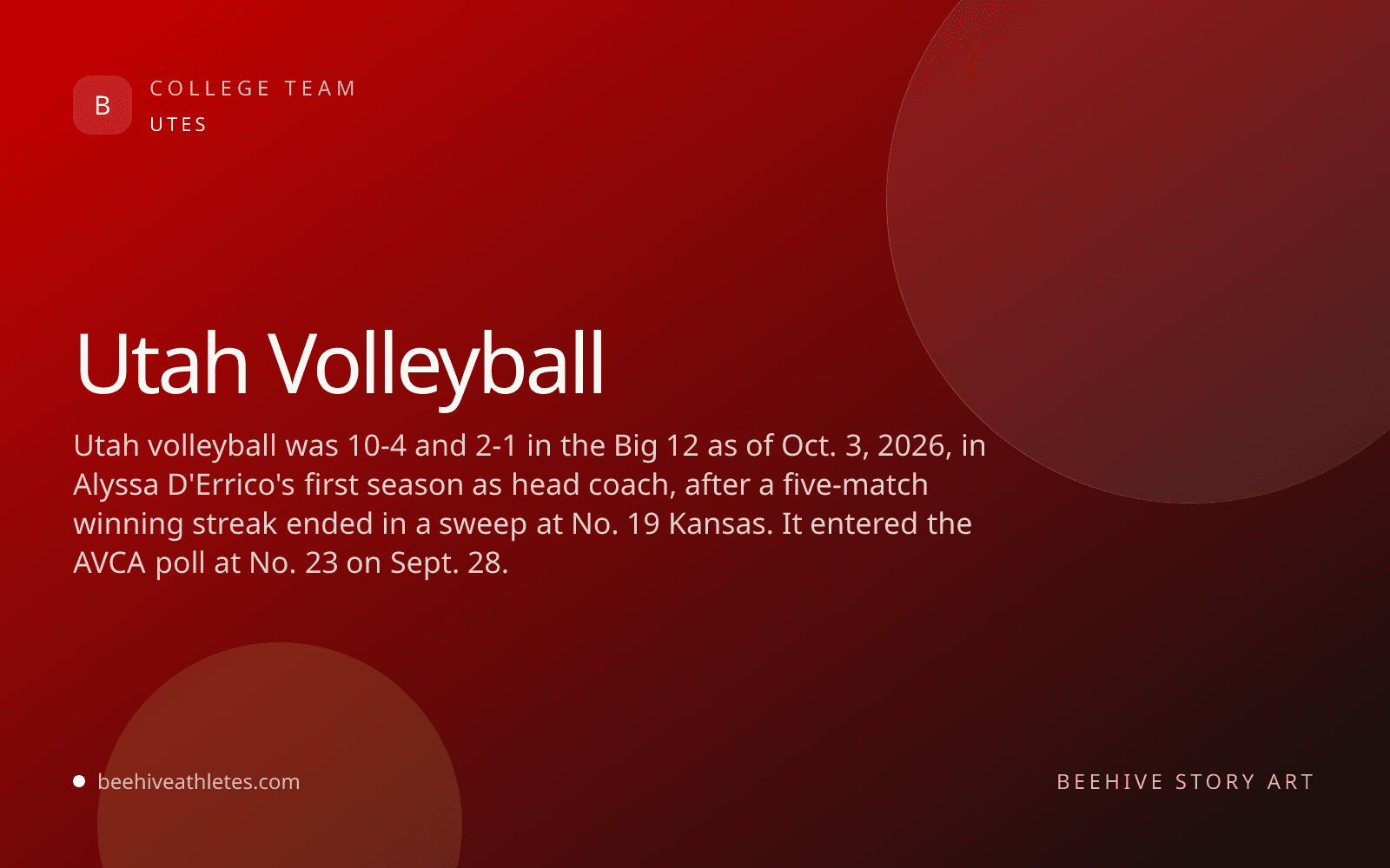 Beehive Athletes team art for Utah volleyball.