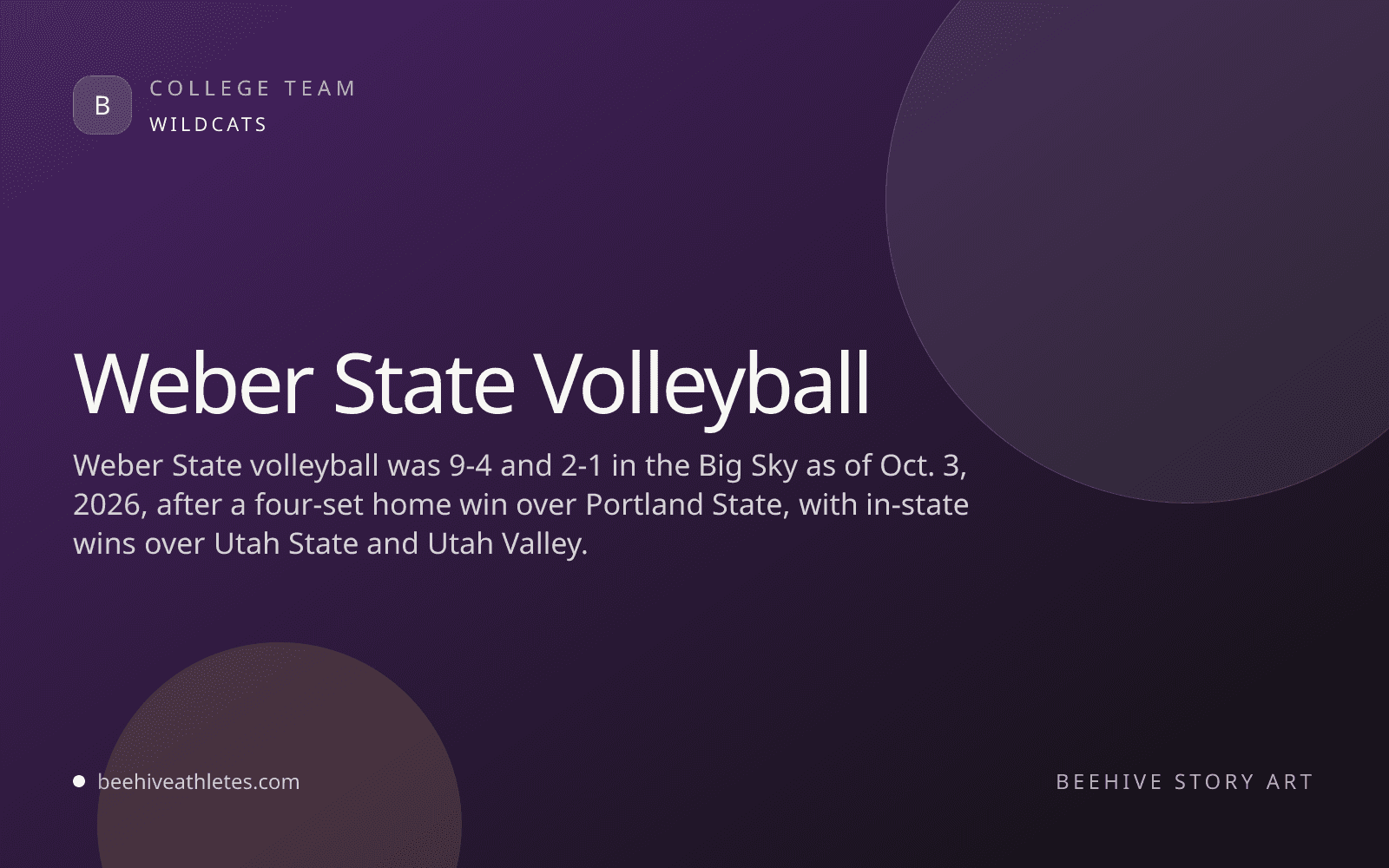 Beehive Athletes team artwork for Weber State volleyball.