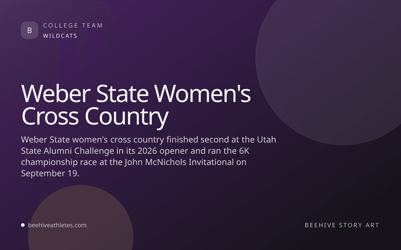 Beehive Athletes team artwork for Weber State women's cross country.