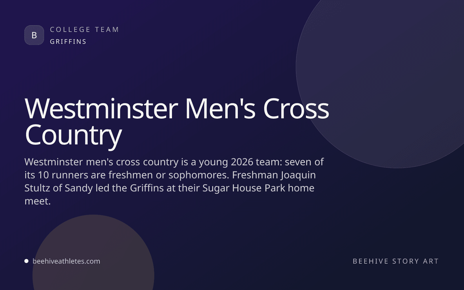 Beehive Athletes team artwork for Westminster men's cross country.