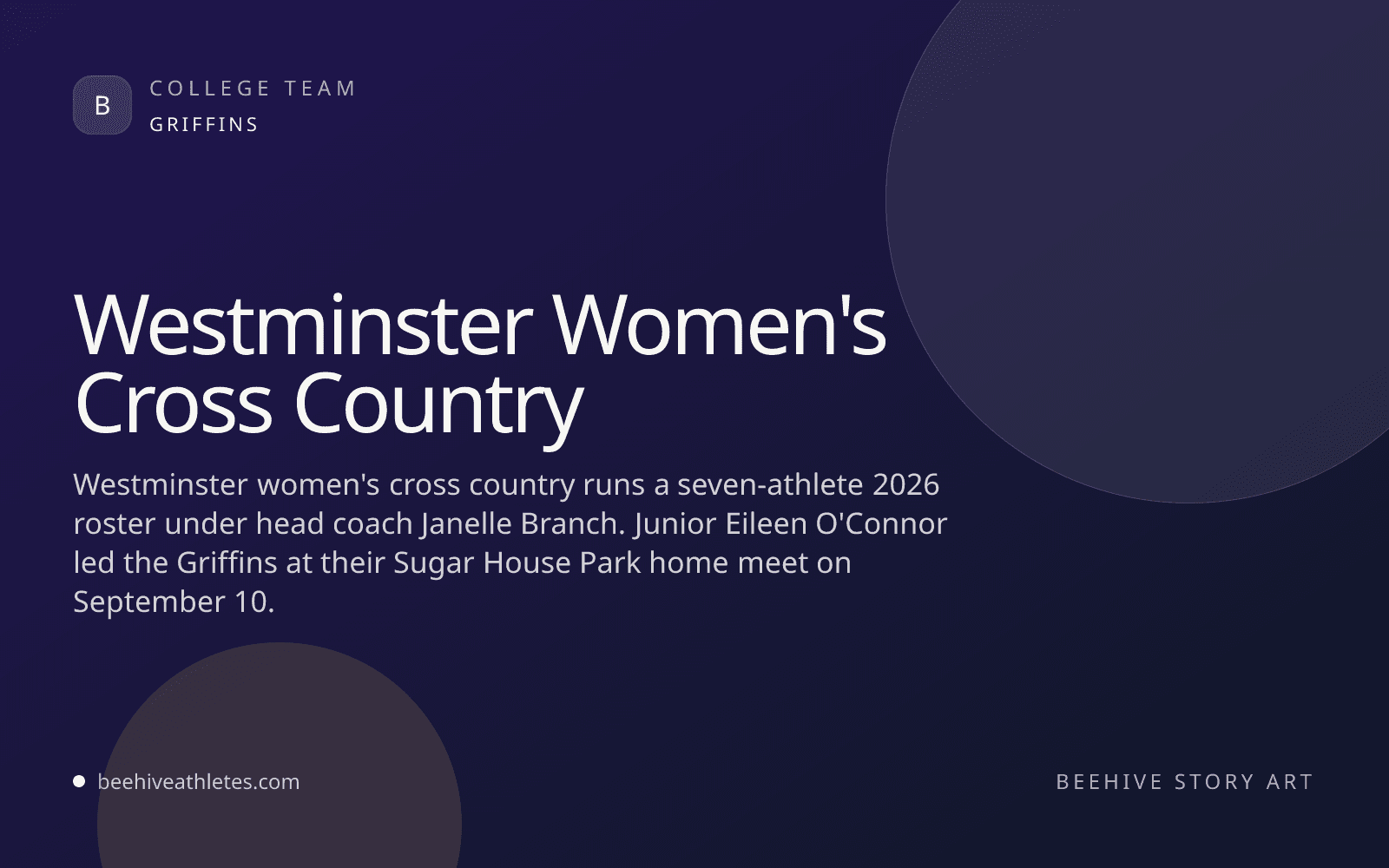 Beehive Athletes team artwork for Westminster women's cross country.