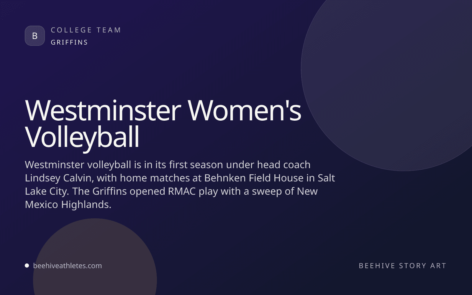 Beehive Athletes team artwork for Westminster women's volleyball.
